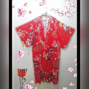 Red Cotton Kimono Size M